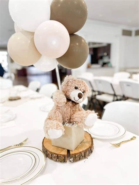 bear with balloons centerpiece|balloon teddy bear centerpieces.